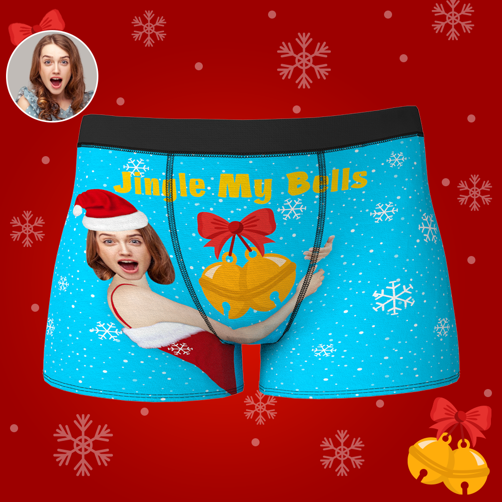 Custom Face Christmas Boxer, Funny Jingle My Bells Boxer, Best Christmas Gift For Boyfriend