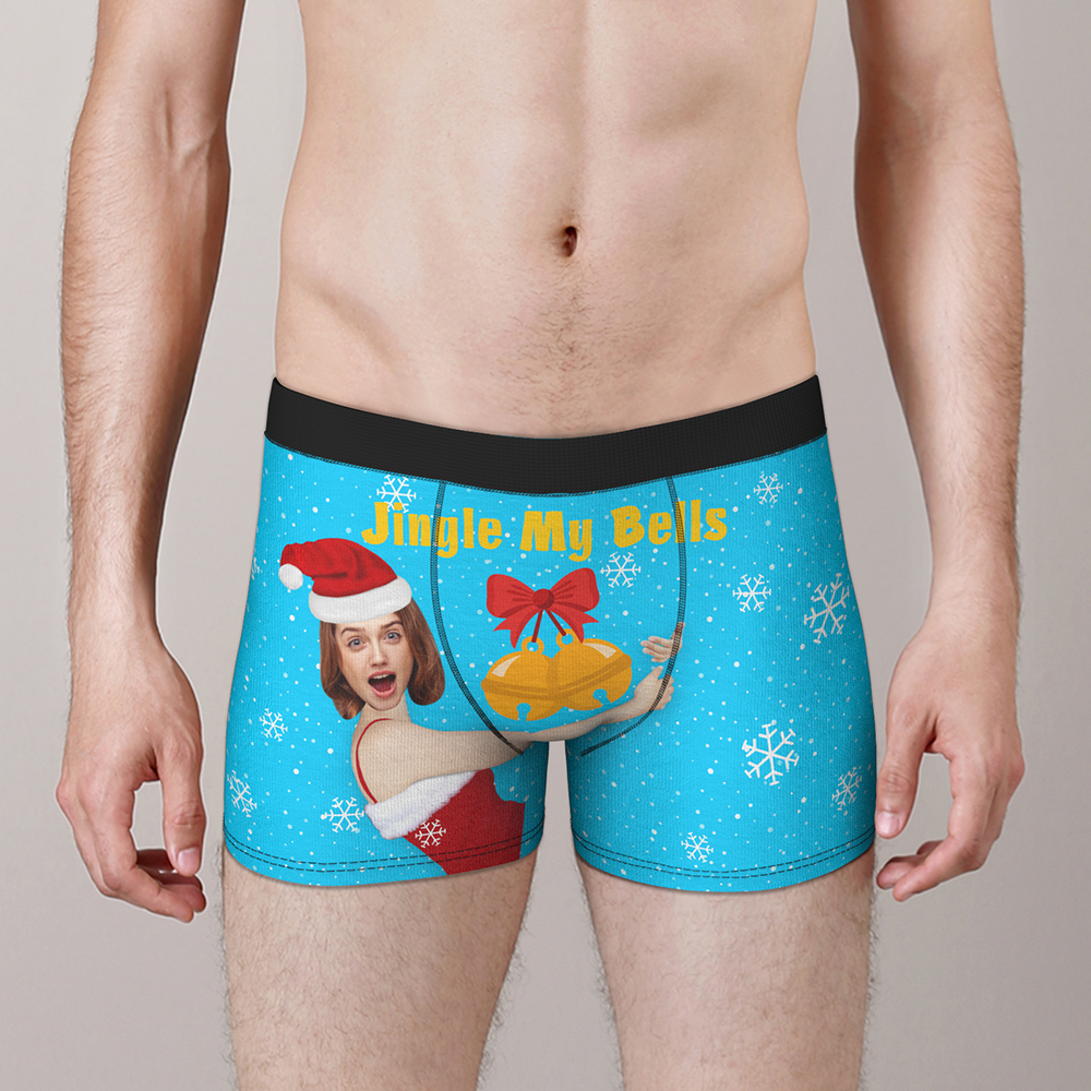 Custom Face Christmas Boxer, Funny Jingle My Bells Boxer, Best Christmas Gift For Boyfriend
