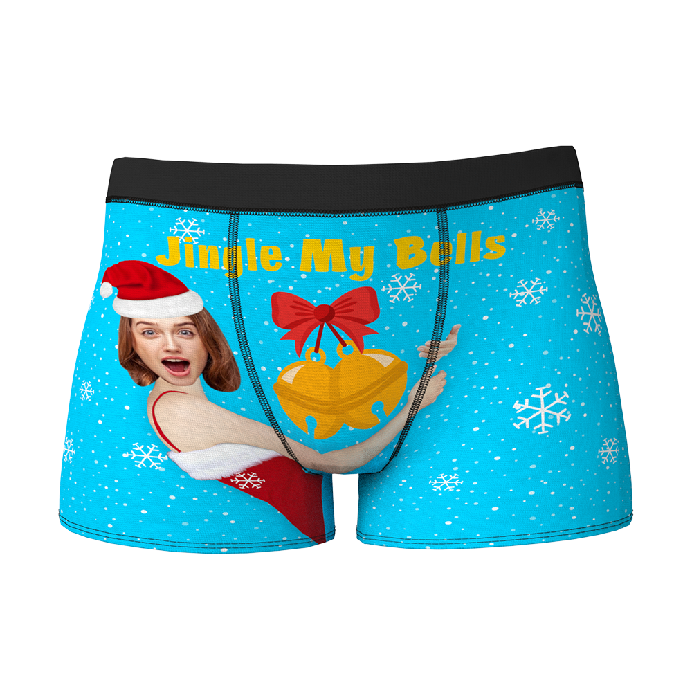 Custom Face Christmas Boxer, Funny Jingle My Bells Boxer, Best Christmas Gift For Boyfriend