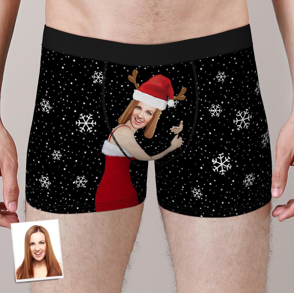 Custom Girlfriend Face Boxers Shorts Personalized Photo Underwear Christmas Gift For Men