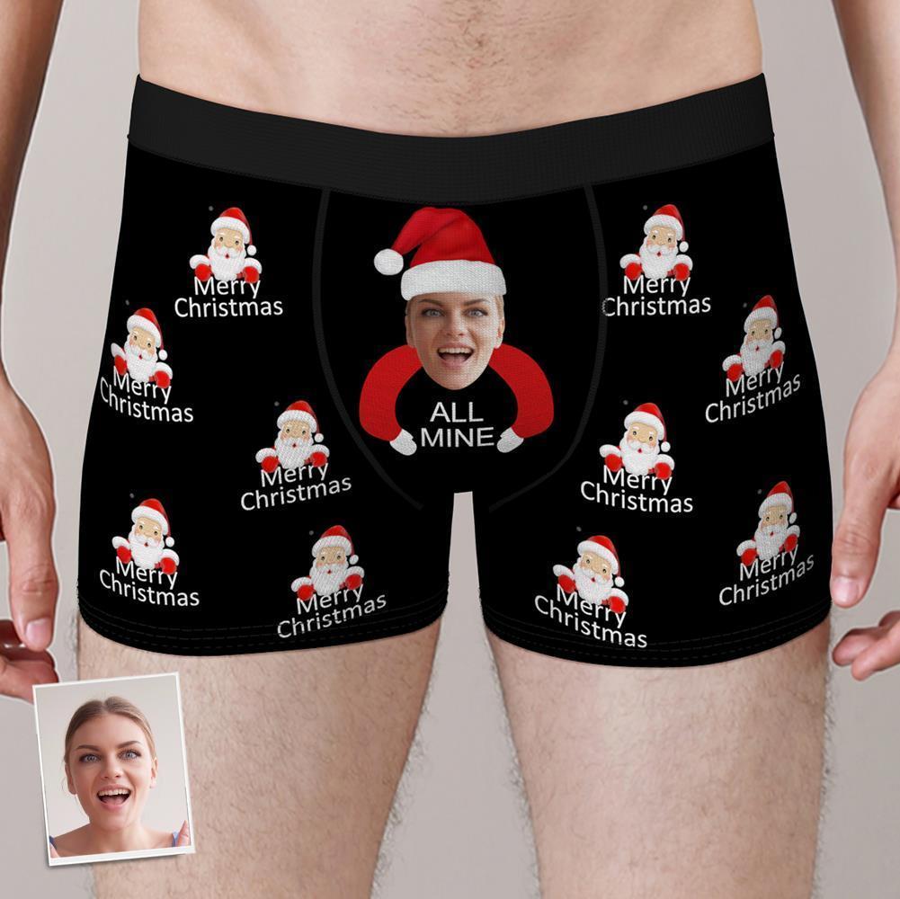 Custom Girlfriend Face Boxers Shorts All Mine Personalized Photo Underwear Christmas Gift For Men