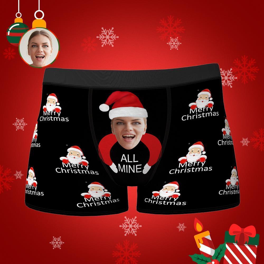 Custom Girlfriend Face Boxers Shorts All Mine Personalized Photo Underwear Christmas Gift For Men