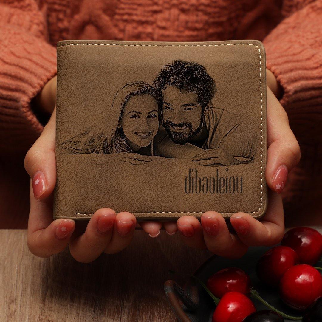 Custom Photo Engraved Short Wallet For People You Love - soufeelus