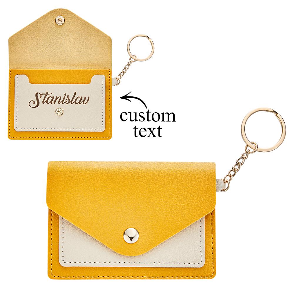 Custom Engraved Keychain Wallet Leather Card Holder Creative Gifts - soufeelus