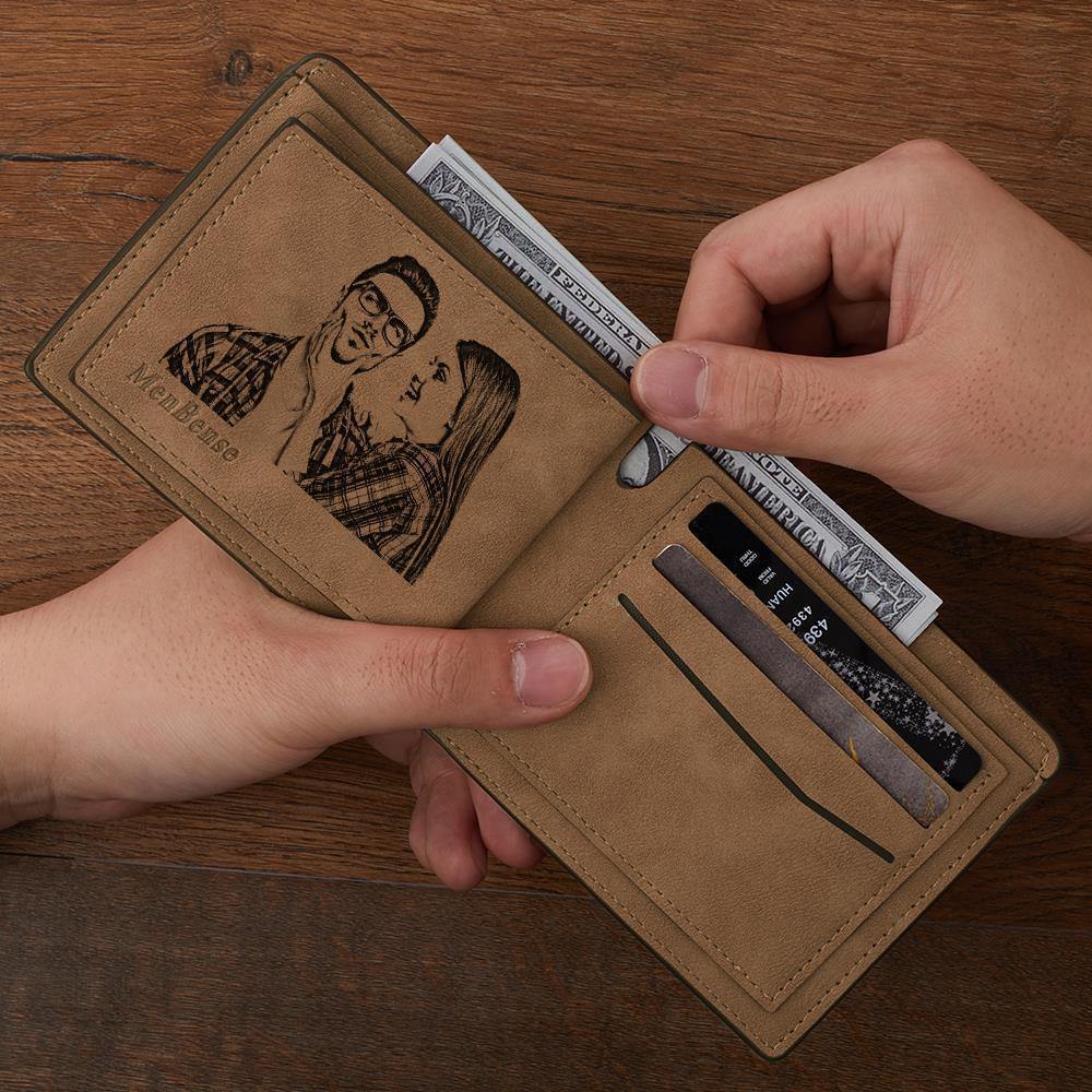 Custom Photo Engraved Wallet Creative Couple Theme Gifts - soufeelus