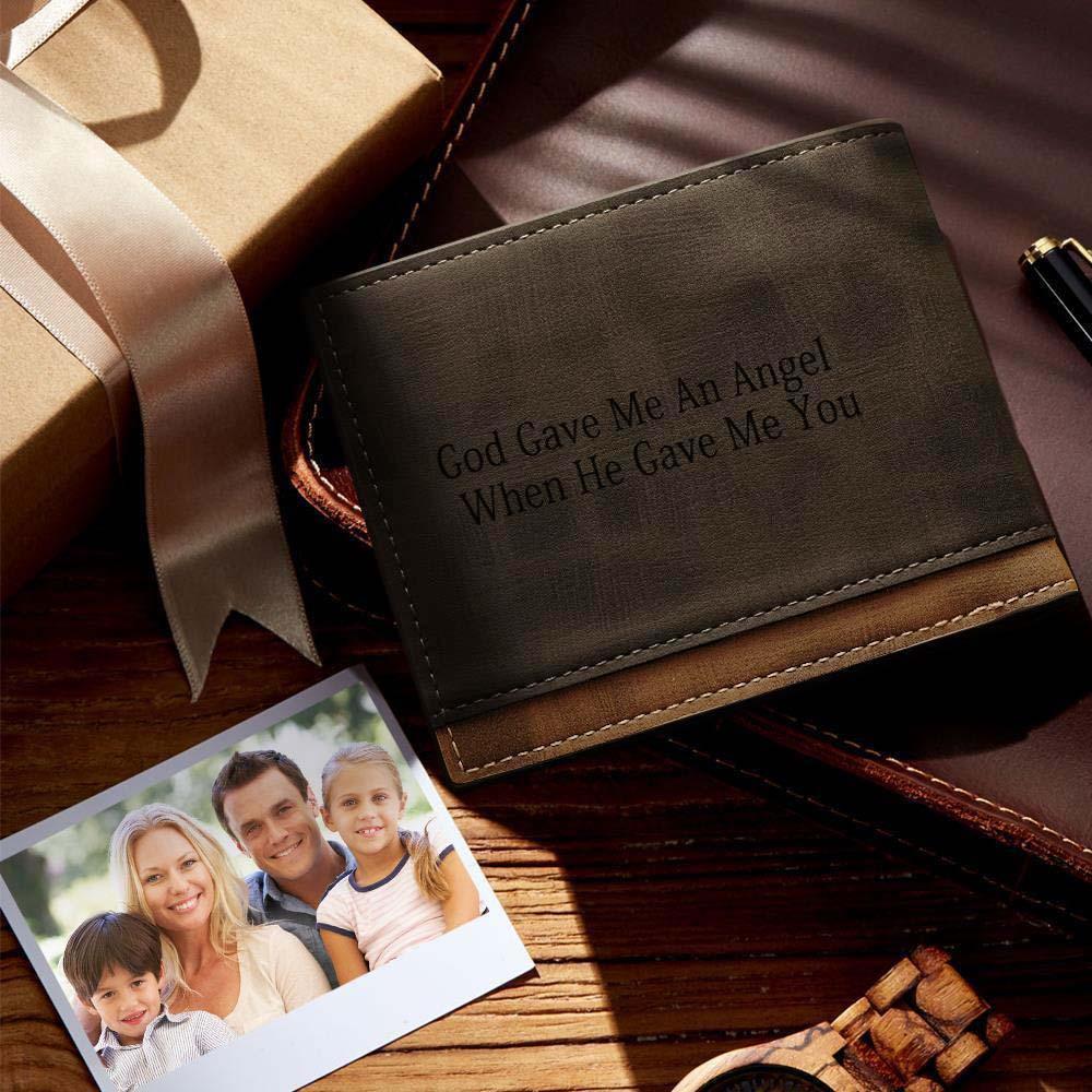 Custom Photo Engraved Wallet Classic Style Leather Wallet For Men