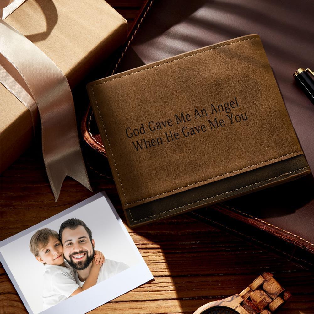 Custom Photo Engraved Wallet Classic Style Leather Wallet For Men For Valentines Day - soufeelus