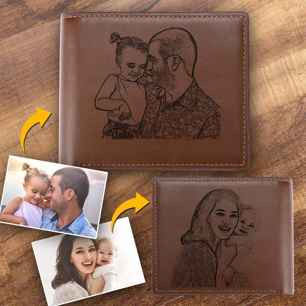 Custom Photo Wallet with Two Pictures Father's Gift