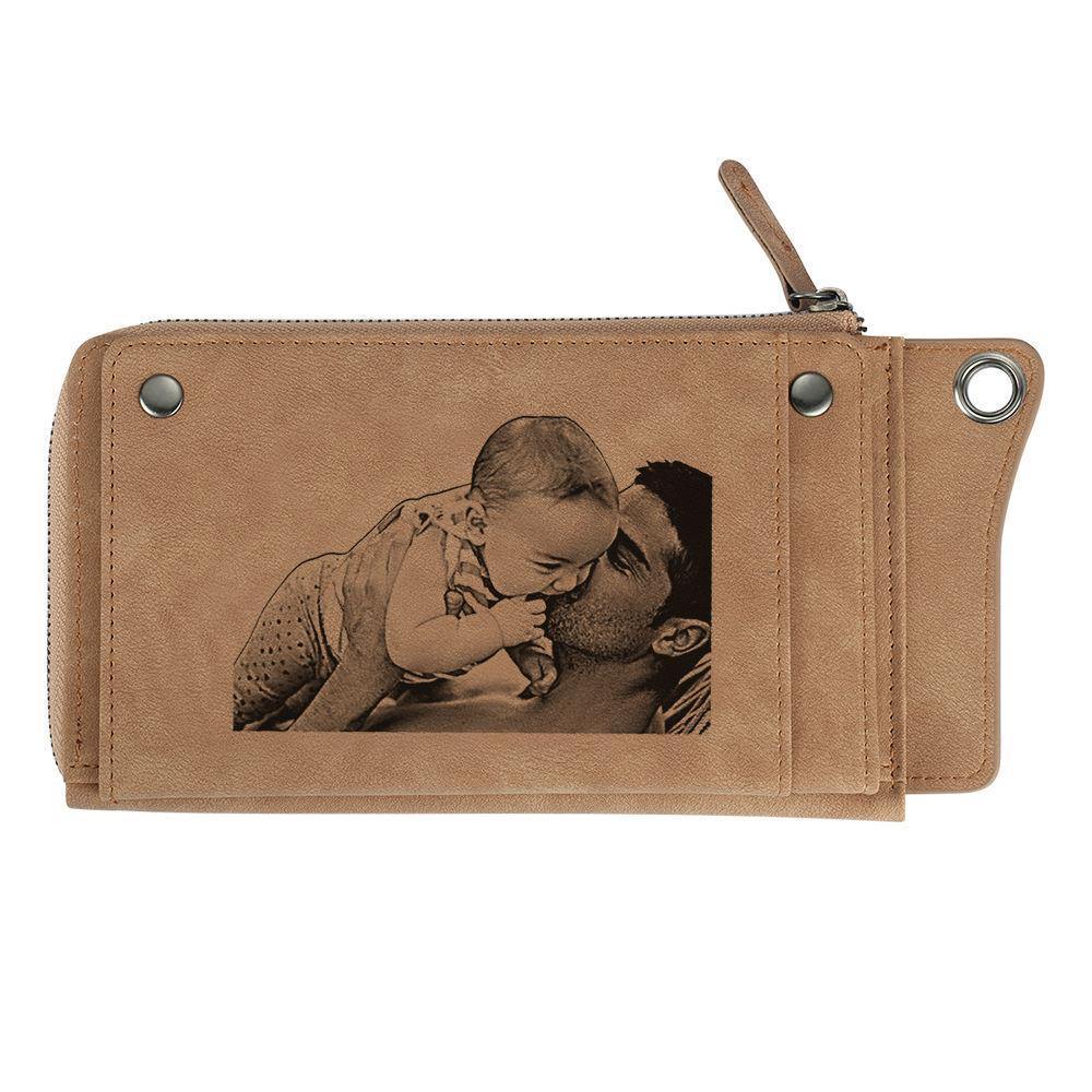 Custom Photo Engraved Wallet, Unique Gift Long Style - Men's - soufeelus