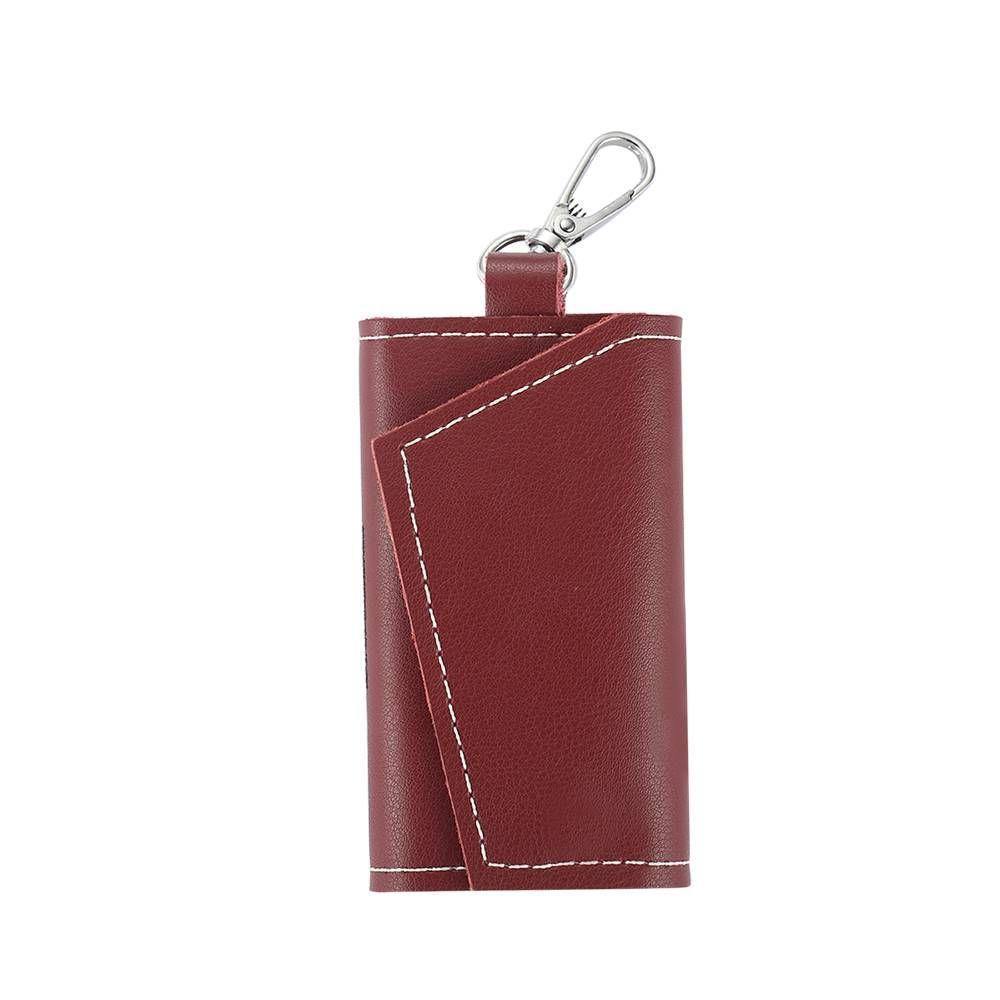 Photo Leather Key Case, Key Holder Wallet Dark Red - soufeelus