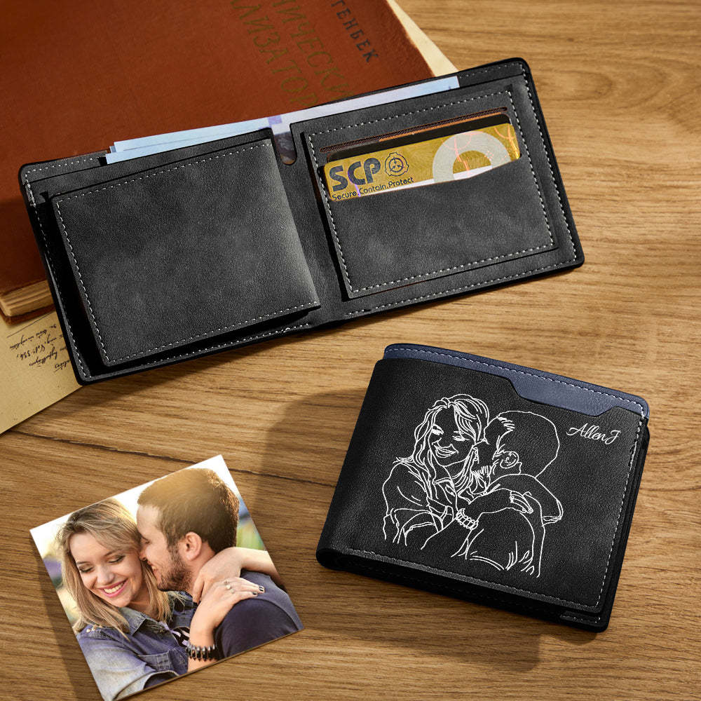 Custom Photo Line Wallet Engraved Wallet with Your Text - soufeelus