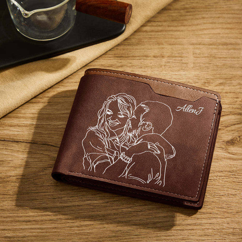 Custom Photo Line Wallet Engraved Wallet with Your Text - soufeelus