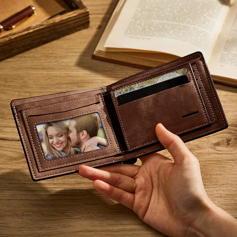 Custom Photo Line Wallet Engraved Wallet with Your Text - soufeelus