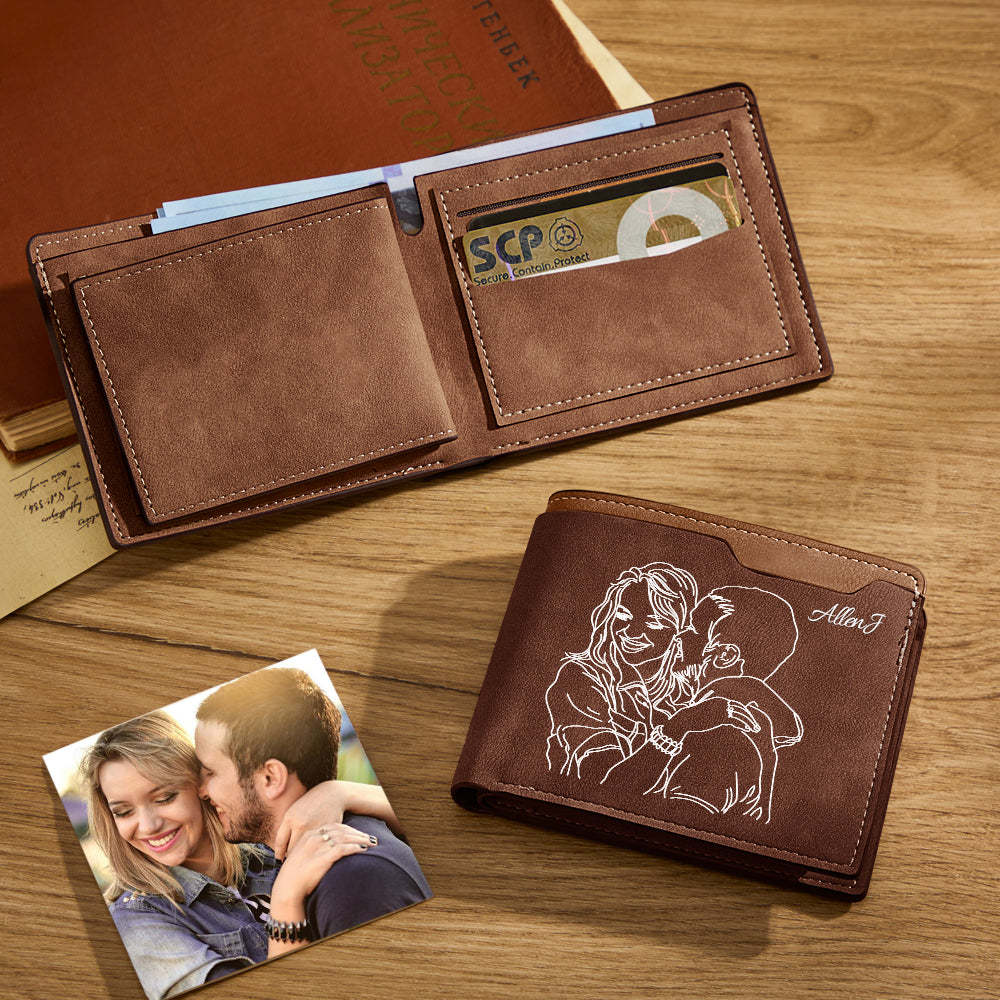 Custom Photo Line Wallet Engraved Wallet with Your Text - soufeelus