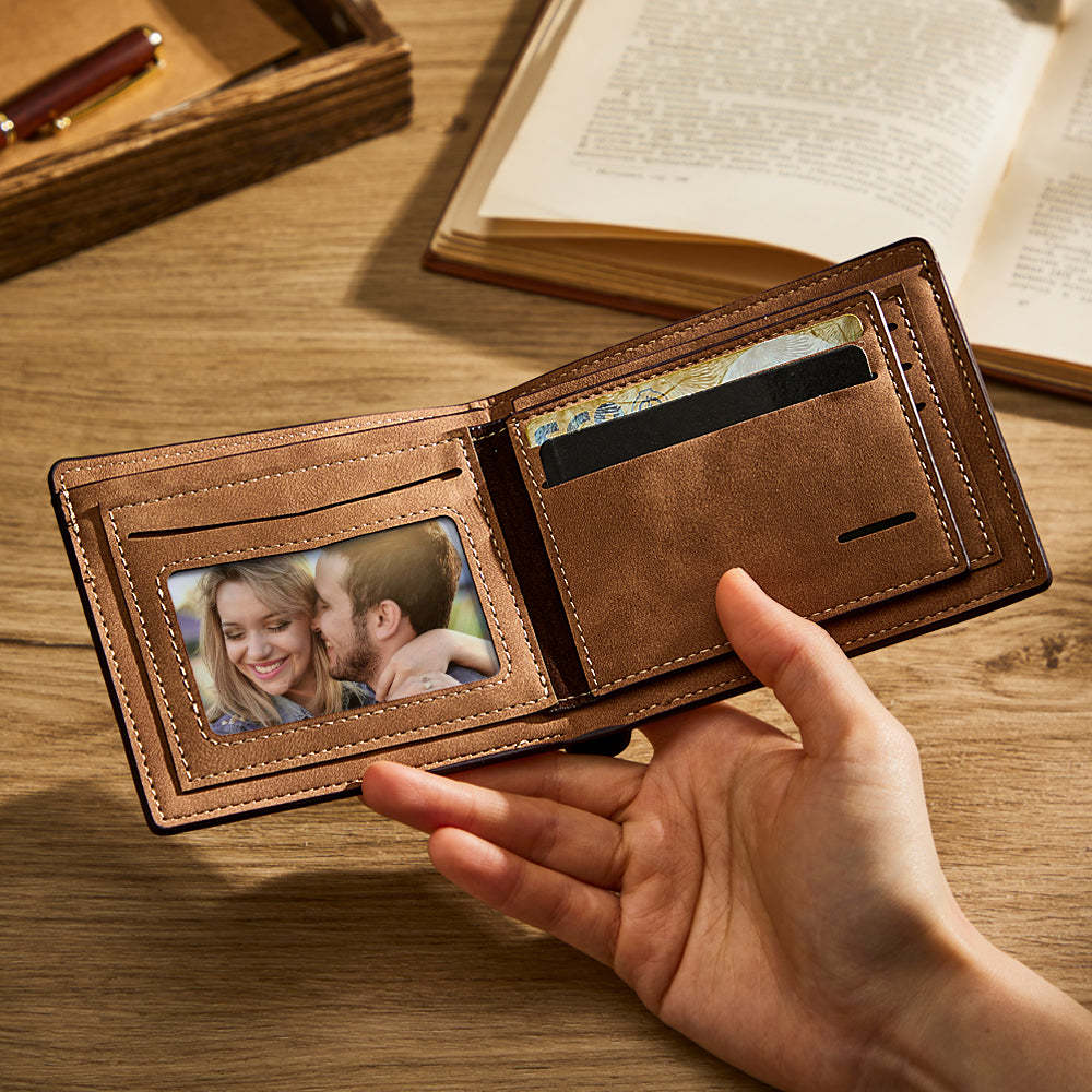 Custom Photo Line Wallet Engraved Wallet with Your Text - soufeelus