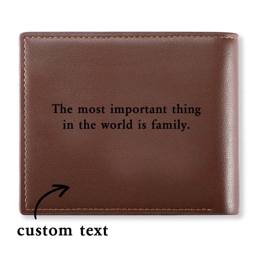 Custom Engraved Photo Wallet Leather Wallet with Zipper for Men - soufeelus