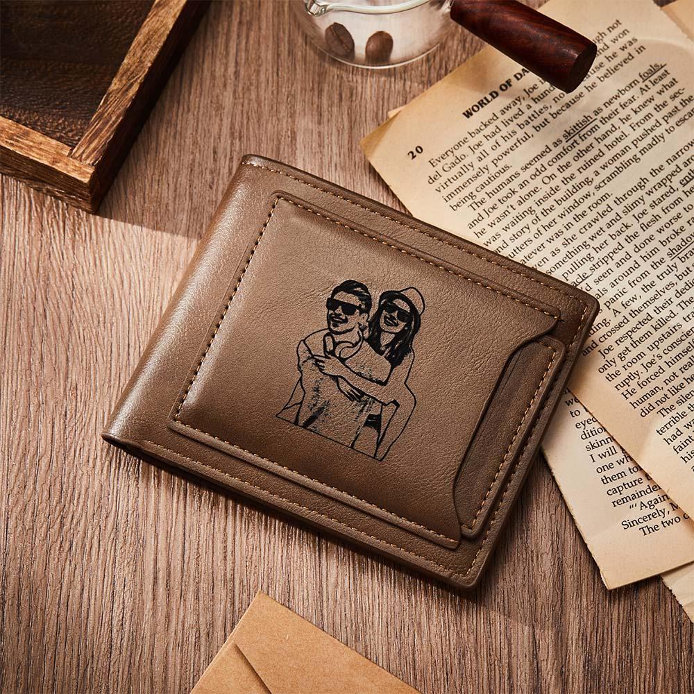 Personalized Custom Picture Wallets for Men Engraved Leather Photo Wallet for Father Boyfriend - soufeelus