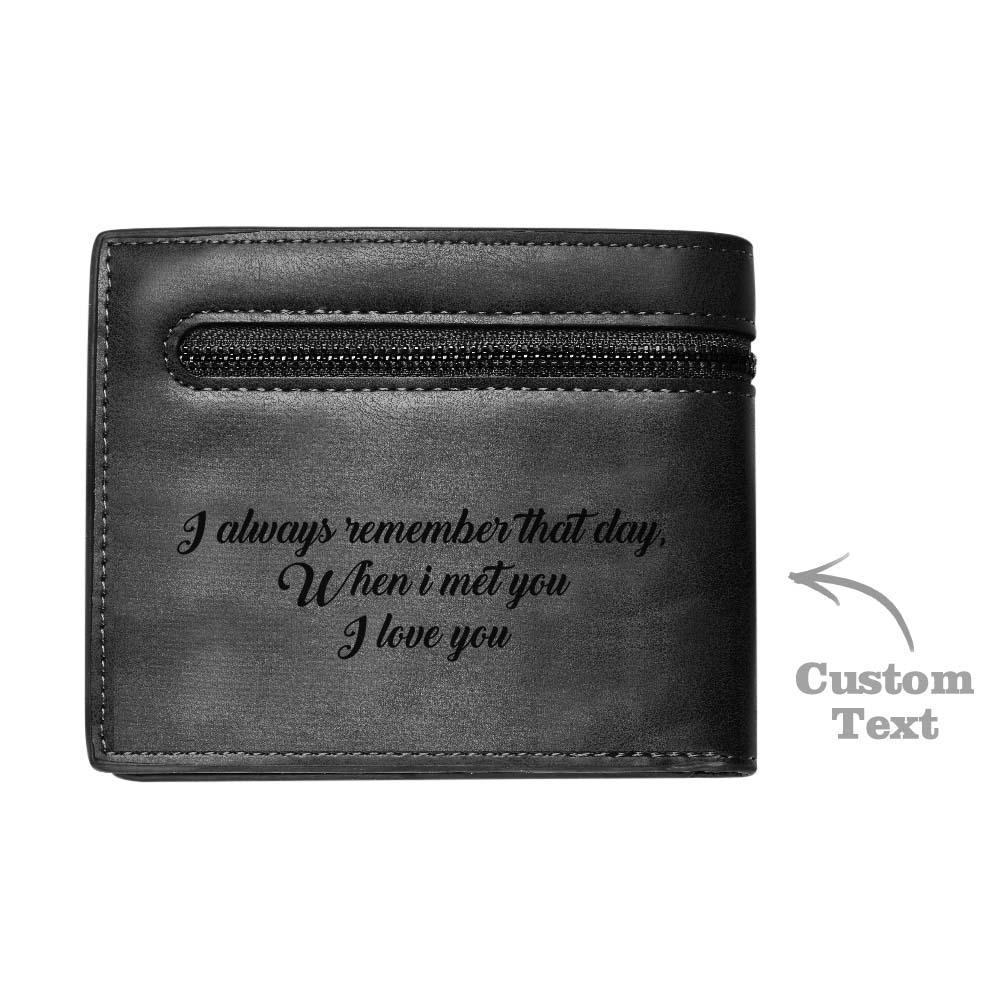 Personalized Bifold Wallet Engraved Photo Text Men Wallet for Boyfriend Husband Dad Son Anniversary Christmas Gift - soufeelus