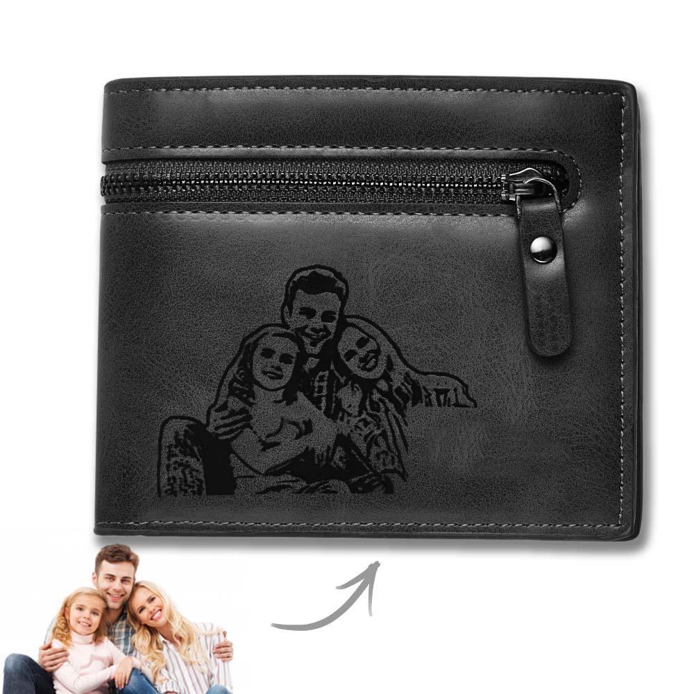 Personalized Bifold Wallet Engraved Photo Text Men Wallet for Boyfriend Husband Dad Son Anniversary Christmas Gift - soufeelus