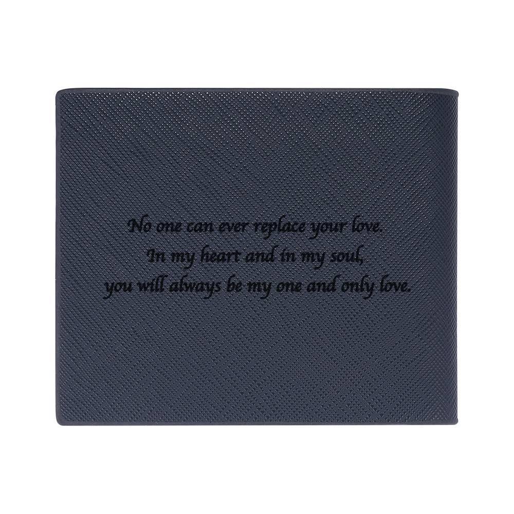 Photo Engraved Wallet Leather Short Wallet Blue - soufeelus