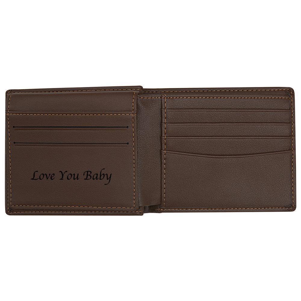 Custom Photo Engraved Wallet -Wallet Anti-Theft Brush RFID Protected for Him or Her Men's Billfold Brown - soufeelus