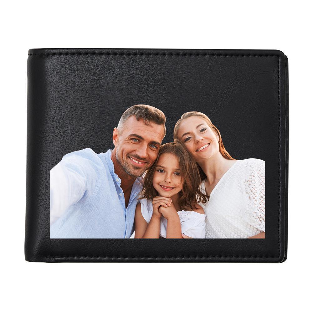 Personalised Leather Wallet Anti-Theft Brush RFID Protected Wallet Mens Custom Portrait Wallet -Black - soufeelus