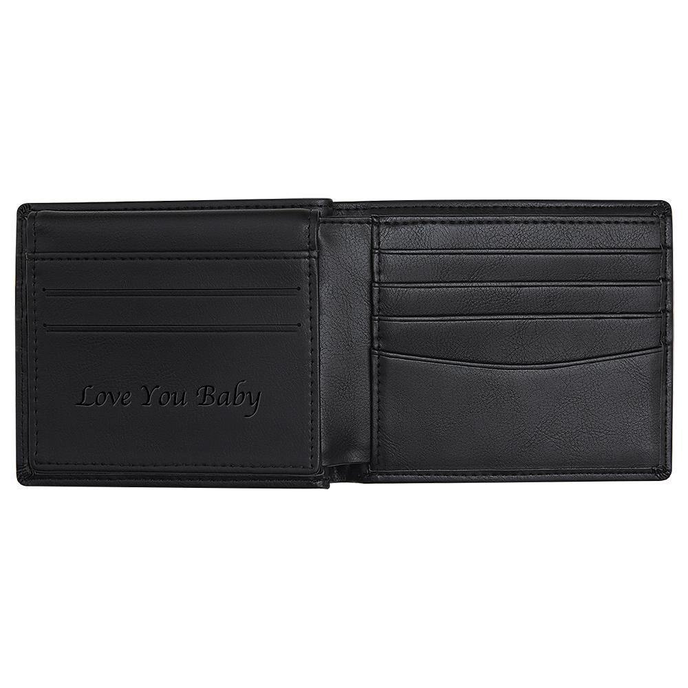 Personalised Leather Wallet Anti-Theft Brush RFID Protected Wallet Mens Custom Portrait Wallet -Black - soufeelus