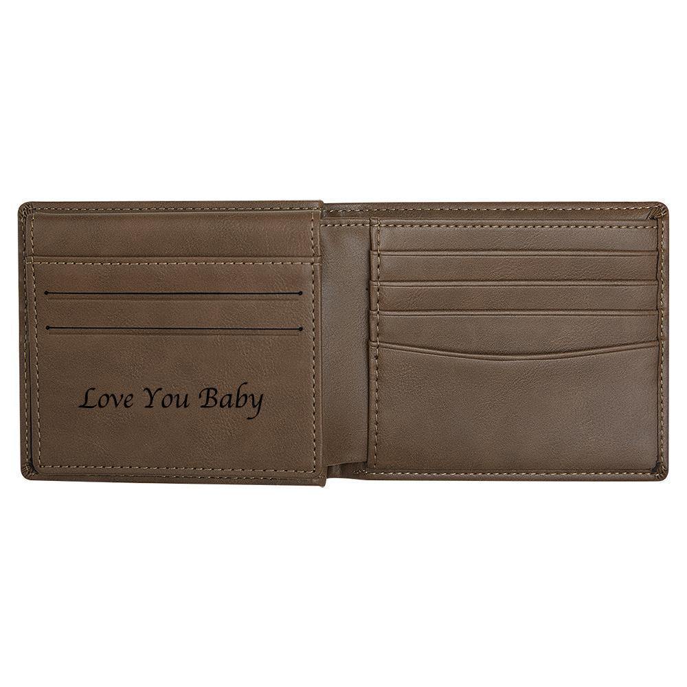 Men's Custom Engraved Leather Wallet Anti-Theft Brush RFID Protected for Family Anniversary Gift- Light Brown - soufeelus