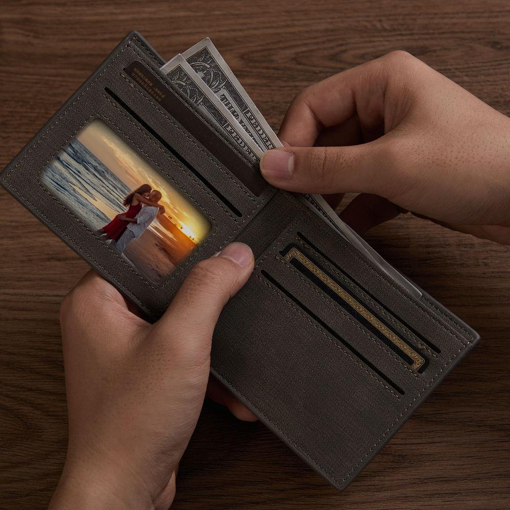 Engraved Wallet Grey Leather - soufeelus