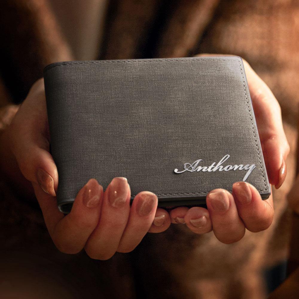 Engraved Wallet Grey Leather - soufeelus