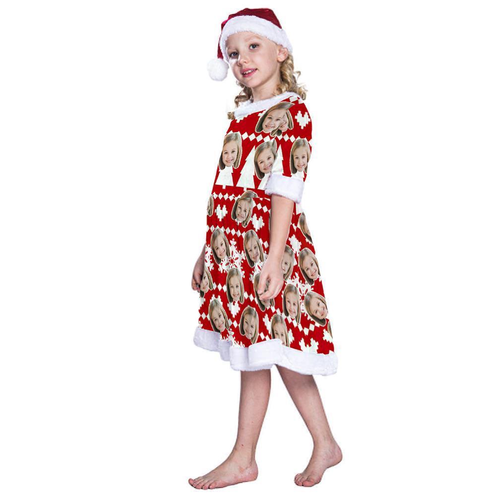 Custom Face Christmas Dress Personalized Photo Dress for Girls - Snowflakes
