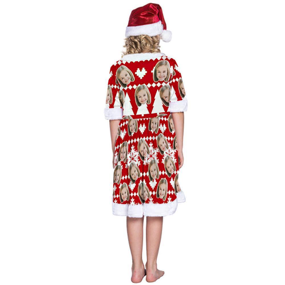 Custom Face Christmas Dress Personalized Photo Dress for Girls - Snowflakes