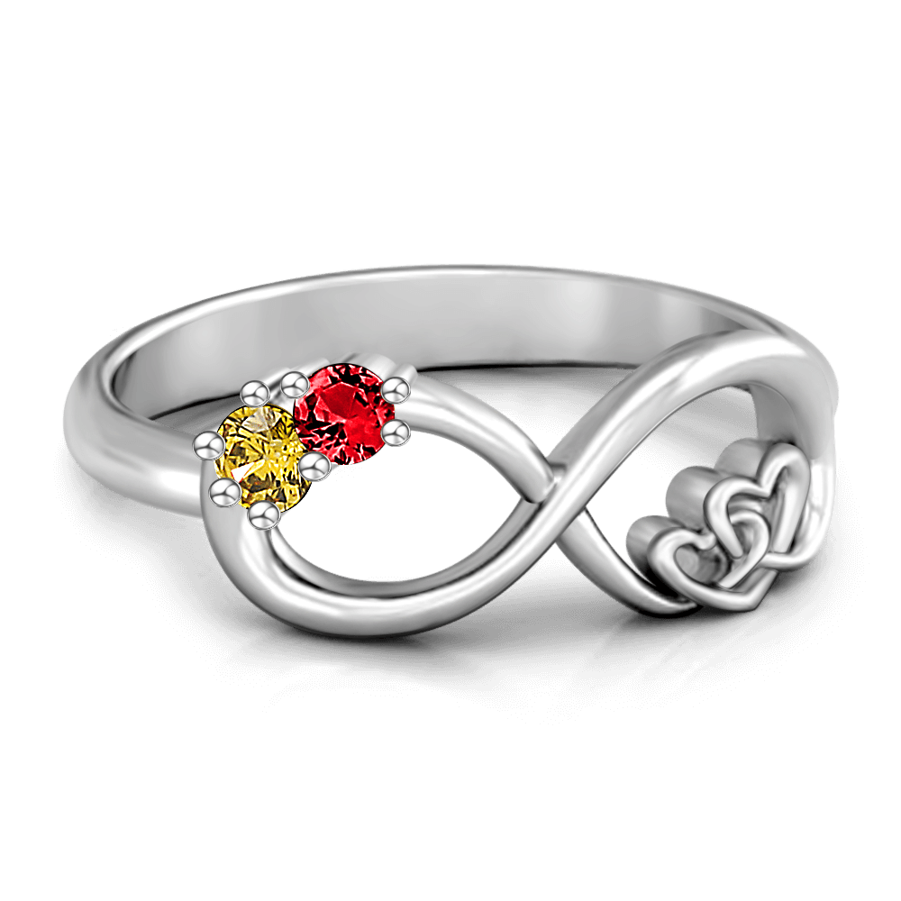 Personalised Birthstone Infinite Love Promise Ring Silver