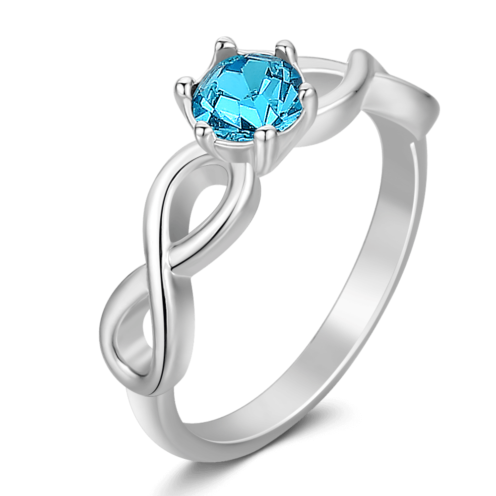 Personalised Birthstone Infinity Love Ring Silver