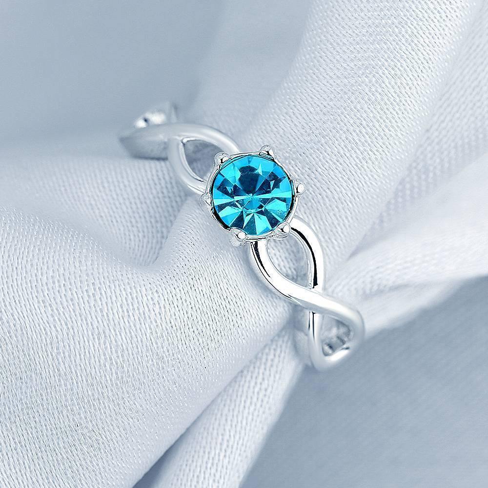 Personalised Birthstone Infinity Love Ring Silver