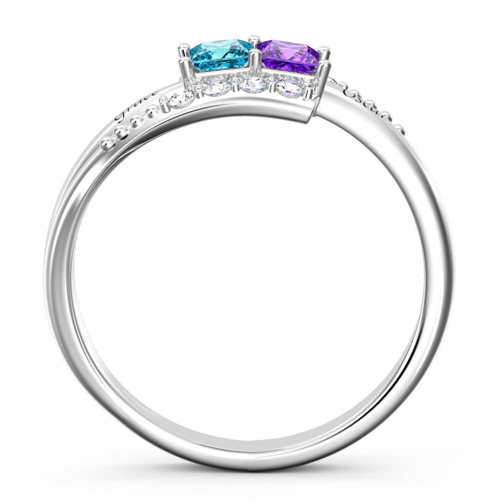 Engraved Birthstone Promise Ring Silver