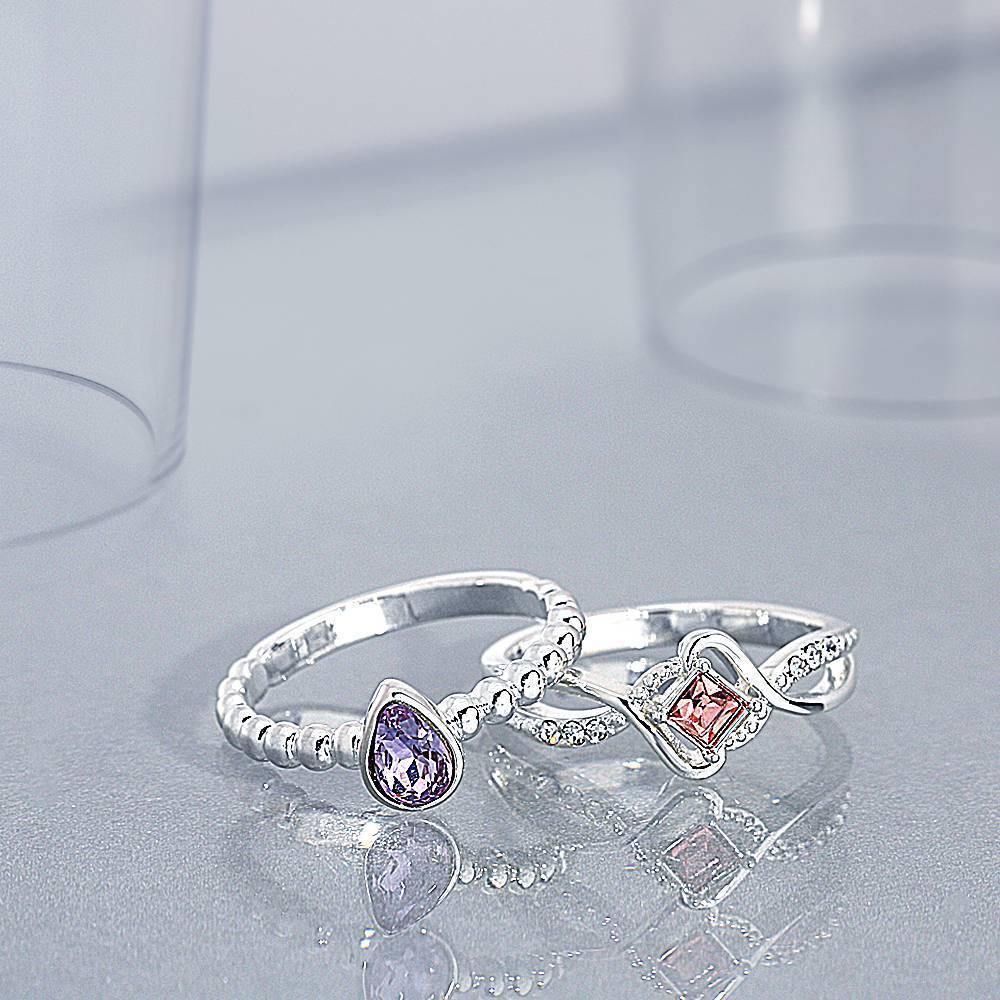 Personalised Birthstone Ring Silver