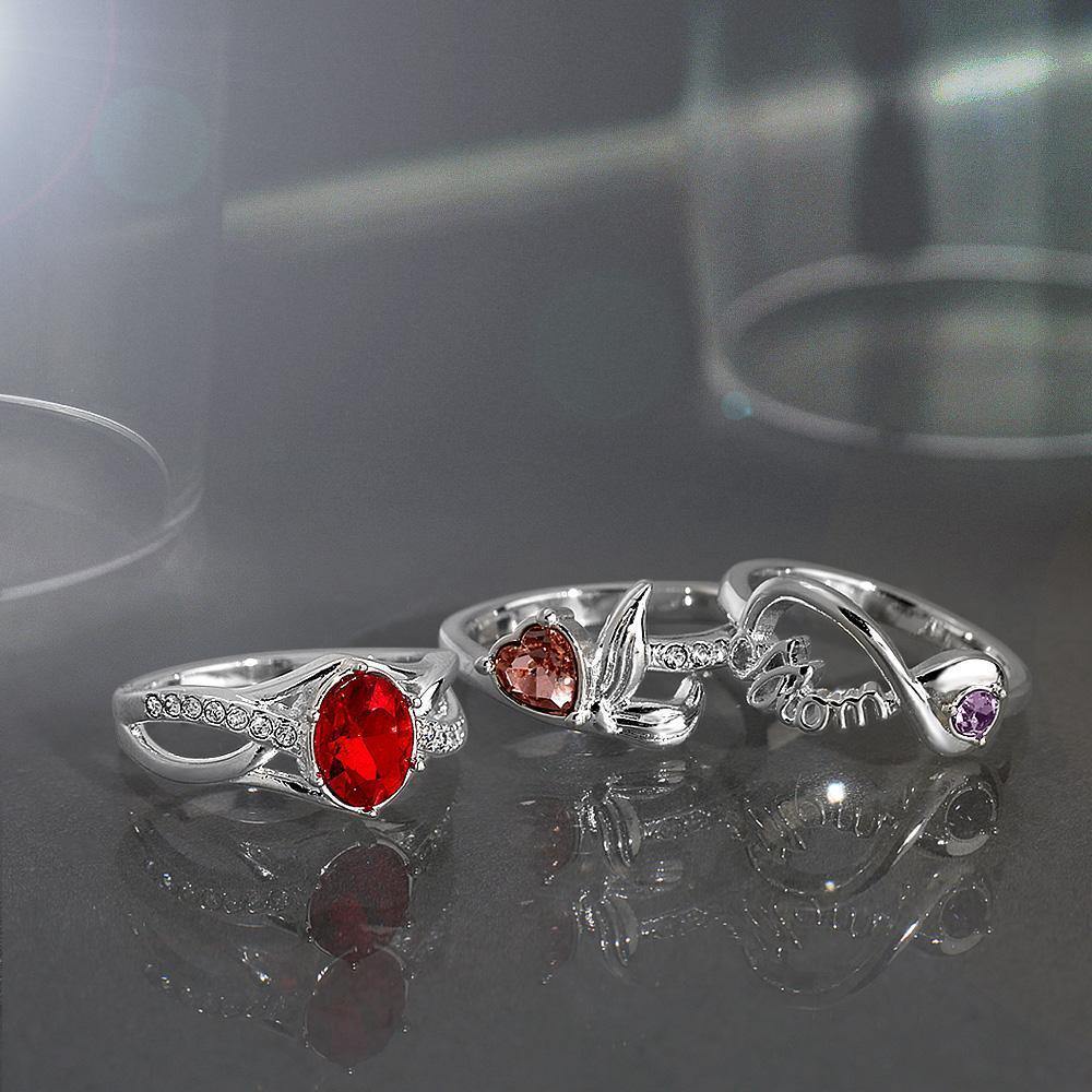 Personalised Birthstone Mystical Mermaid Ring Silver