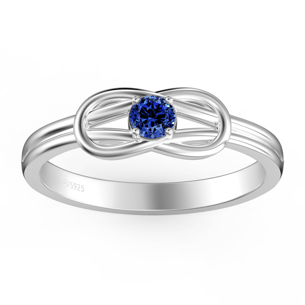 Personalised Birthstone Love Knot Ring Silver