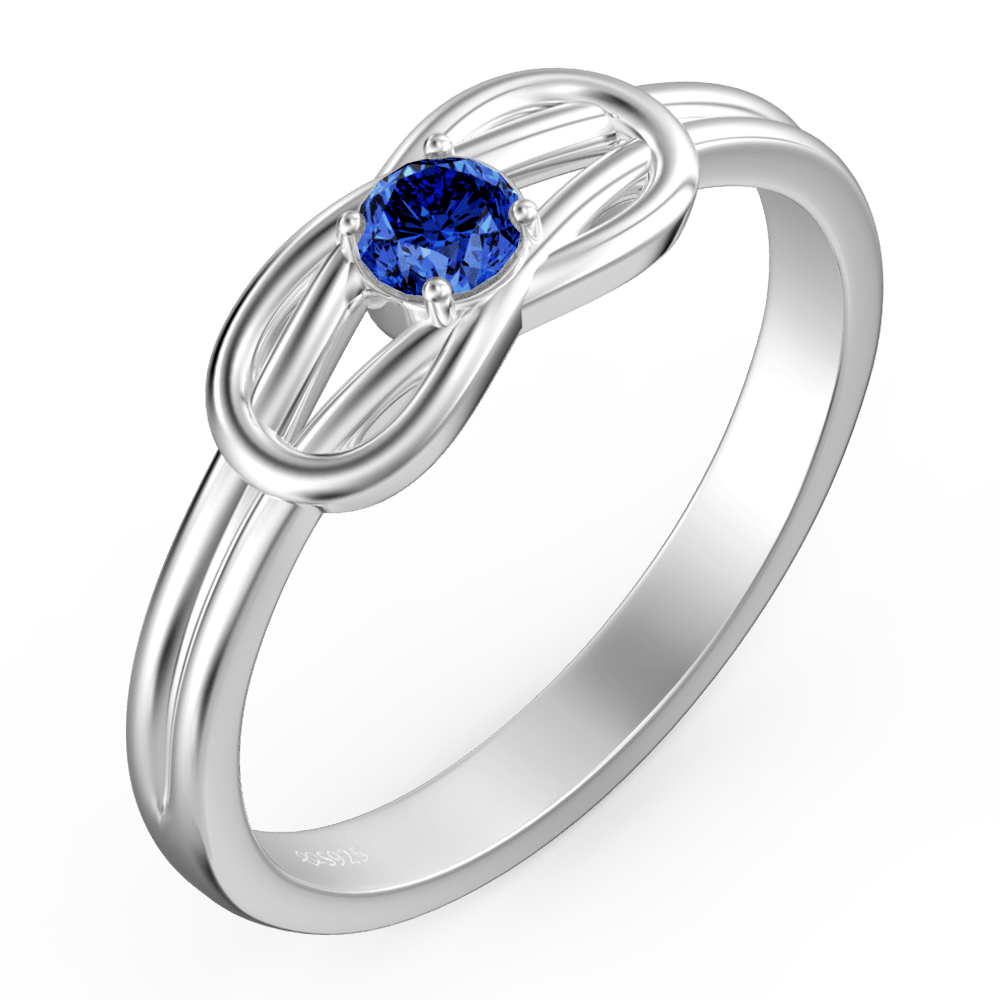 Personalised Birthstone Love Knot Ring Silver