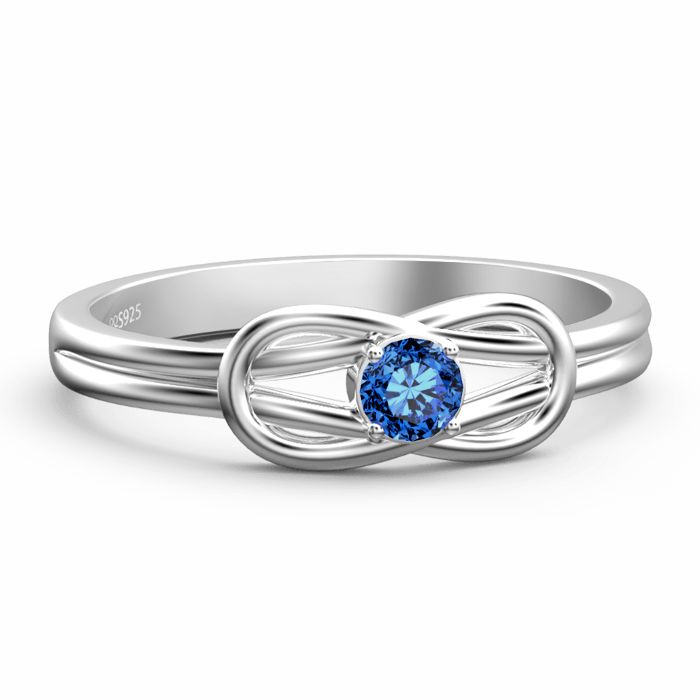 Personalised Birthstone Love Knot Ring Silver