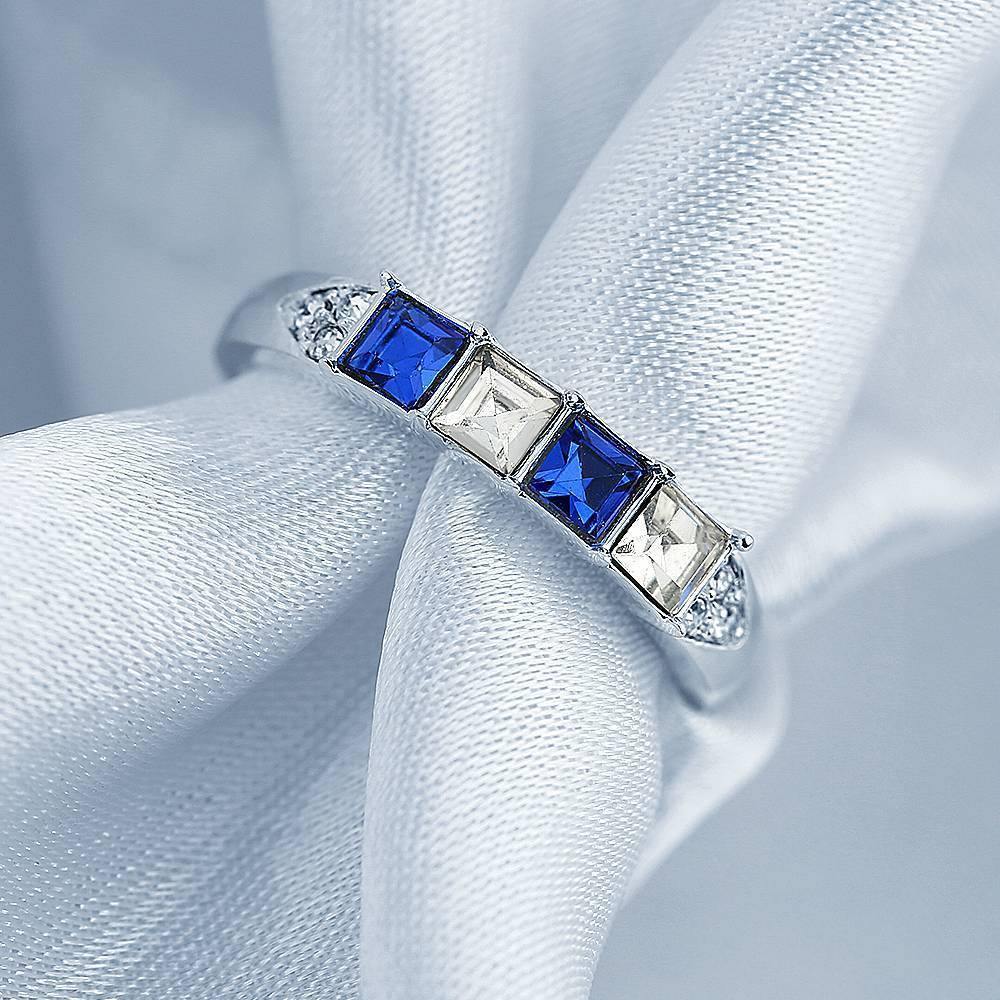 Personalised Birthstone Classic Princess Cut Ring Silver