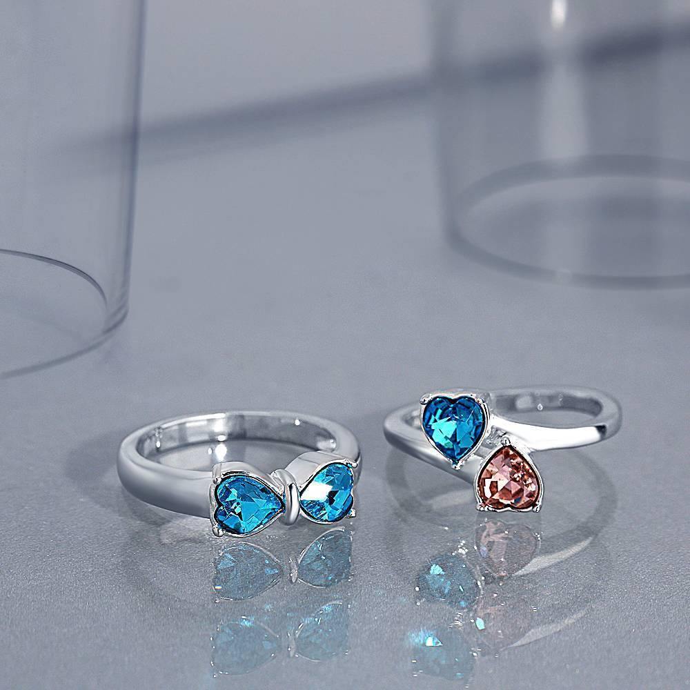 Engraved Birthstone Adorable Bow Ring