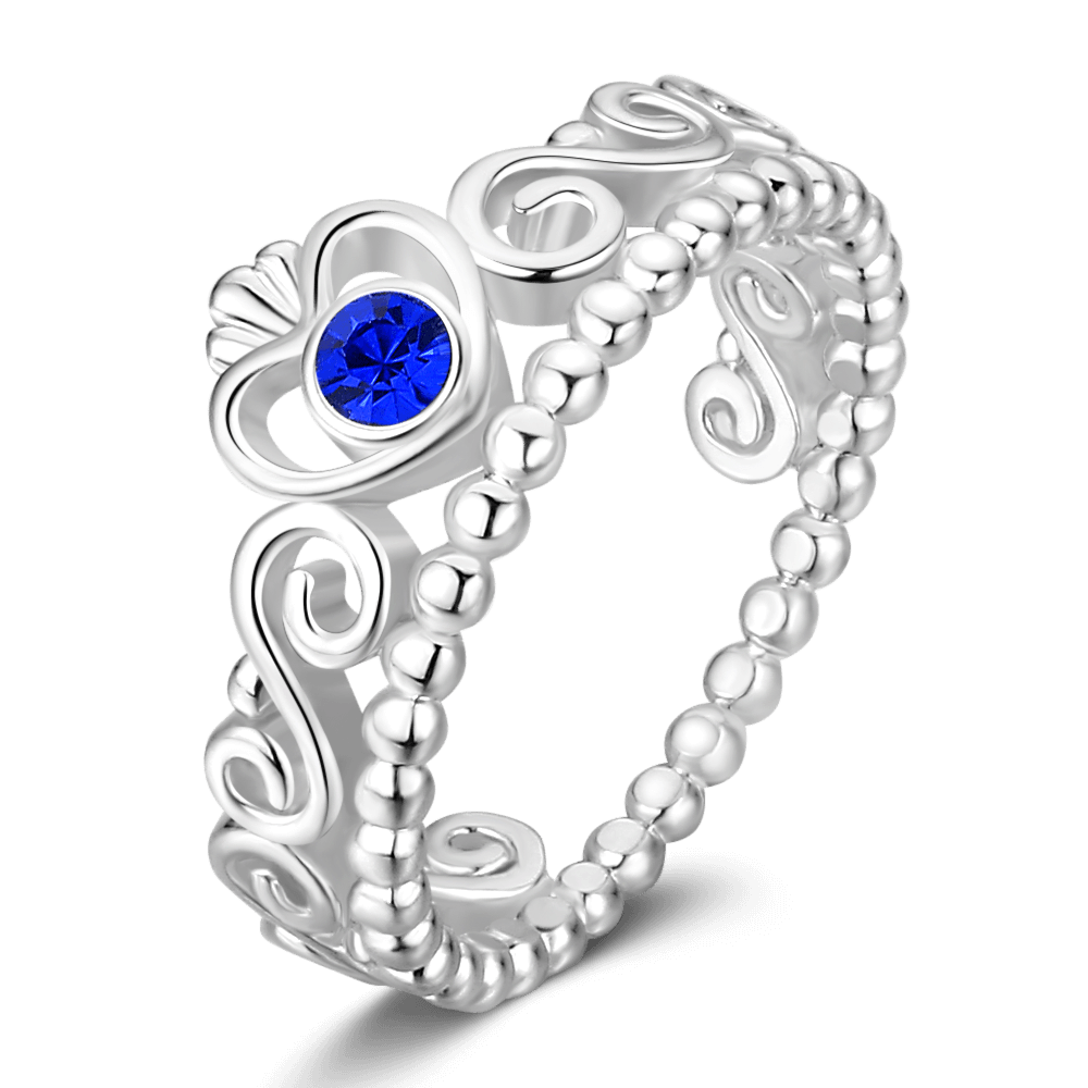 Personalised Birthstone Princess Ring Silver