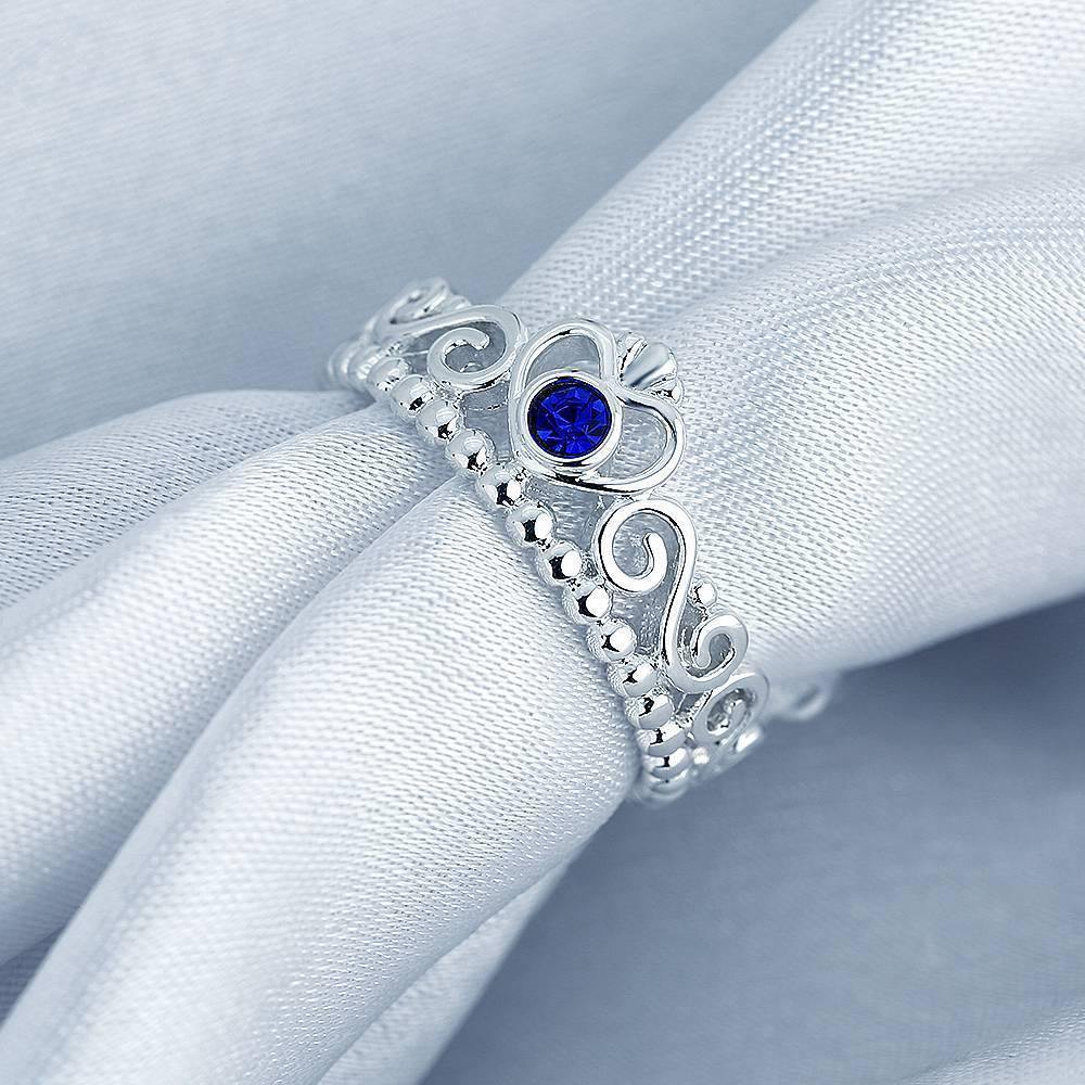 Personalised Birthstone Princess Ring Silver