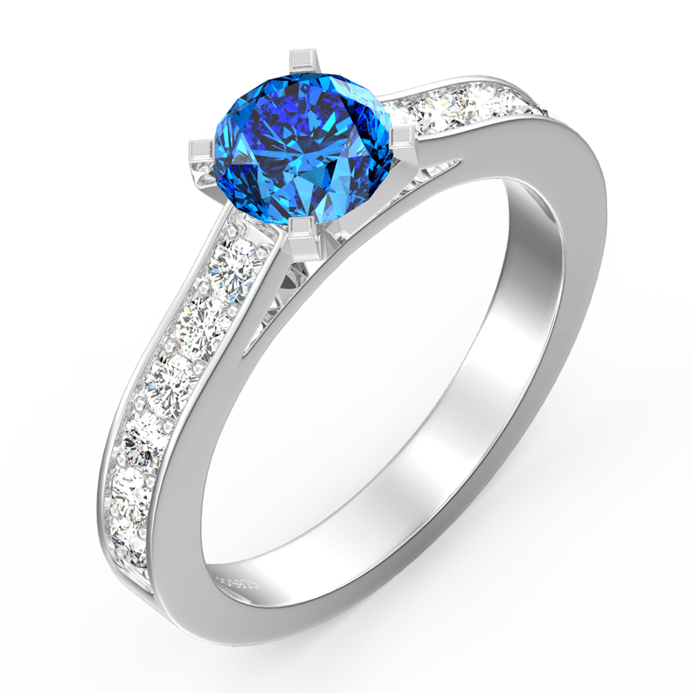 Personalised Birthstone Promise Ring Platinum Plated Silver
