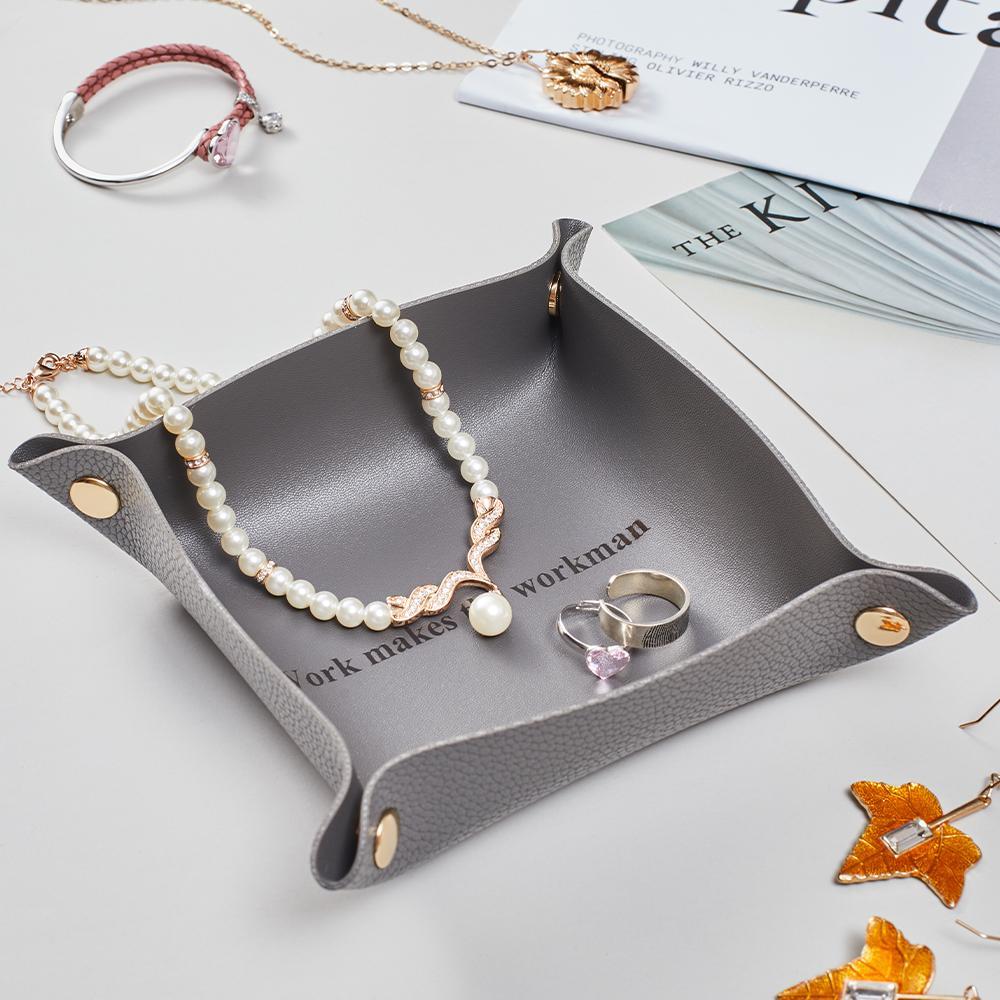 Custom Engraved Jewelry Tray Simple Unique Design PU Leather Gifts