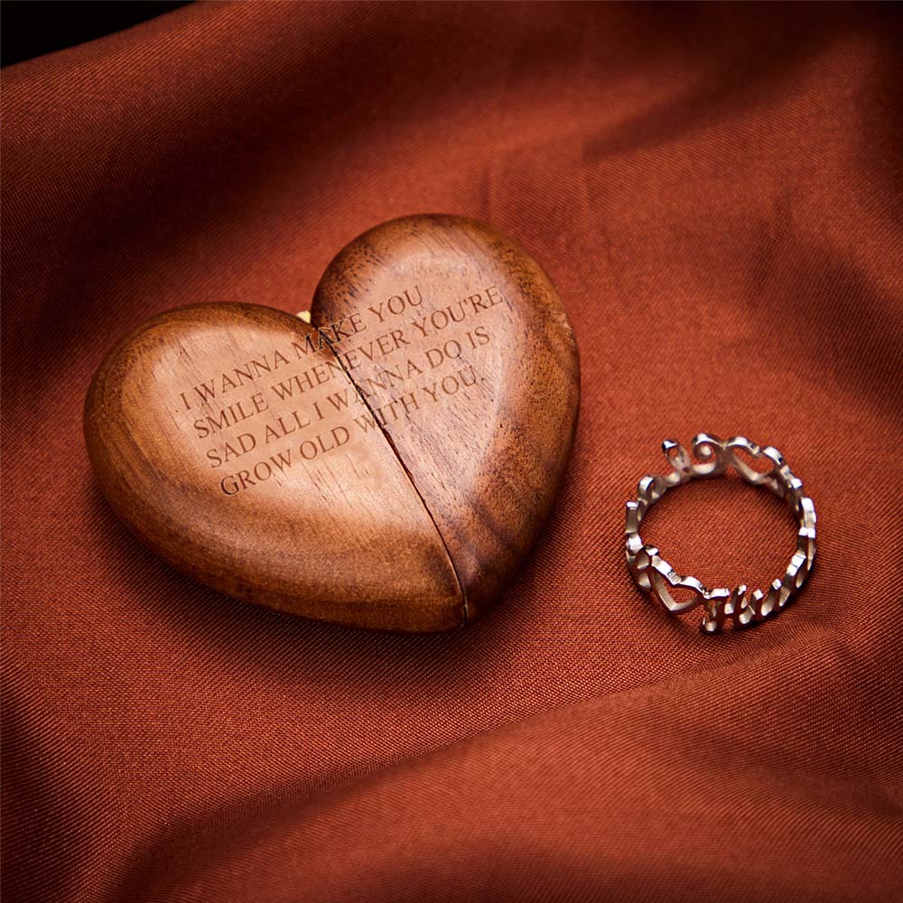 Secret Engraved Heart Flip Ring Box Personalized Unique Jewelry Ring Box - soufeelus