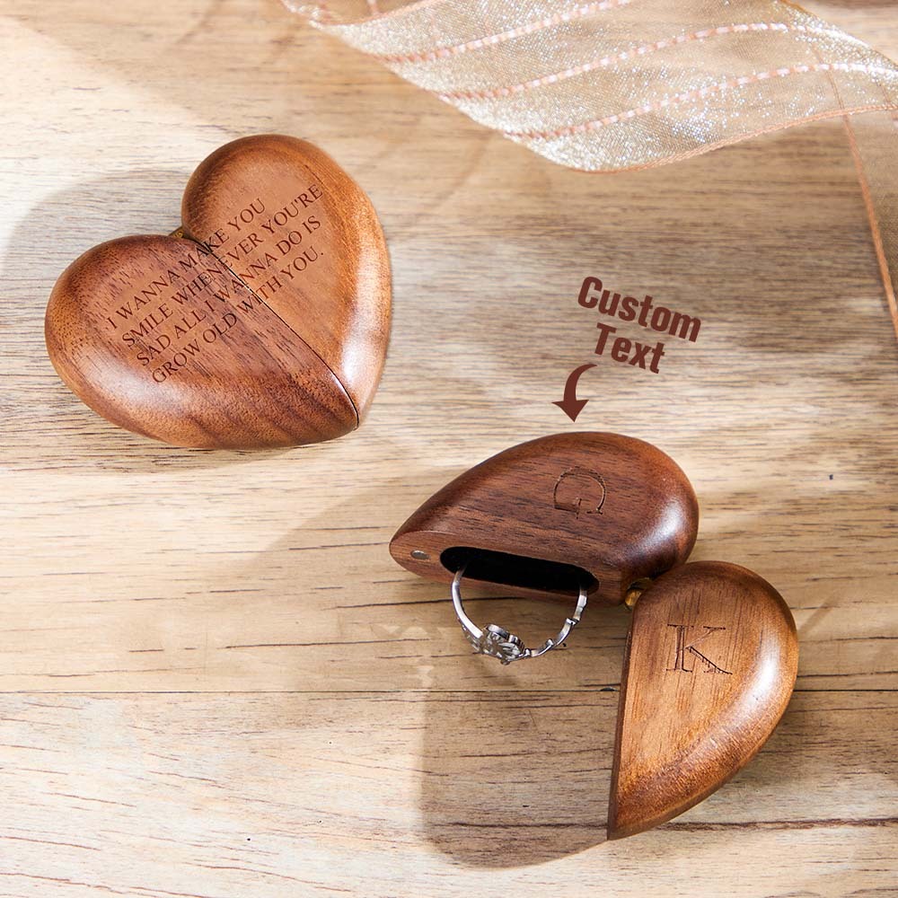 Secret Engraved Heart Flip Ring Box Personalized Unique Jewelry Ring Box - soufeelus