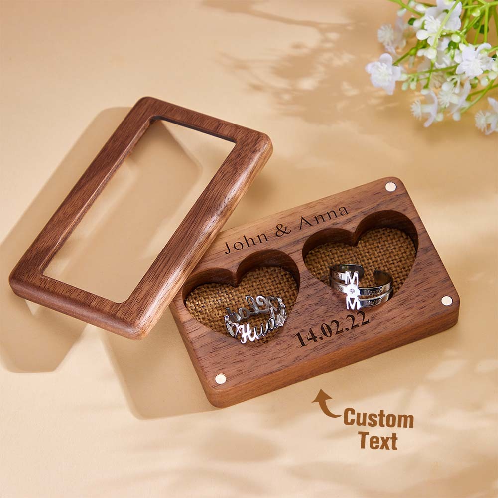 Engraved Love Ring Box Personalized Visible Jewelry Packaging Box for Couples - soufeelus